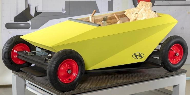 Yellow soapbox cart