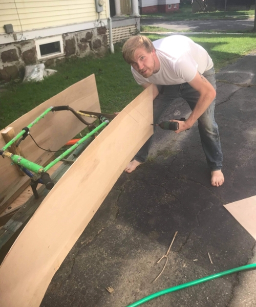 man building a soapbox cart